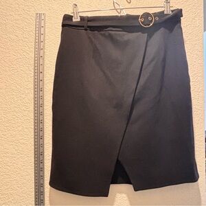 Tahari Black Pencil Skirt with Gold Accent